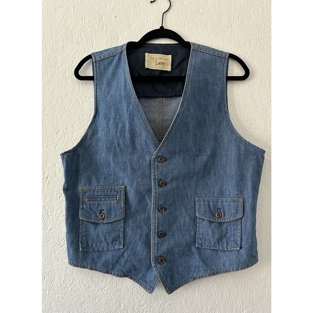 Vintage 70s Lee By Separates Lees Denim Western Retro USA Made Vest Size 42R